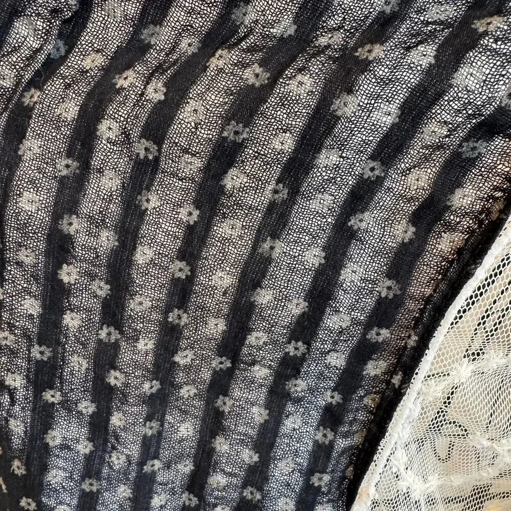 Vintage Cottagecore Lace Mesh Rosette Wrap Scarf Boho Shabby Chic
